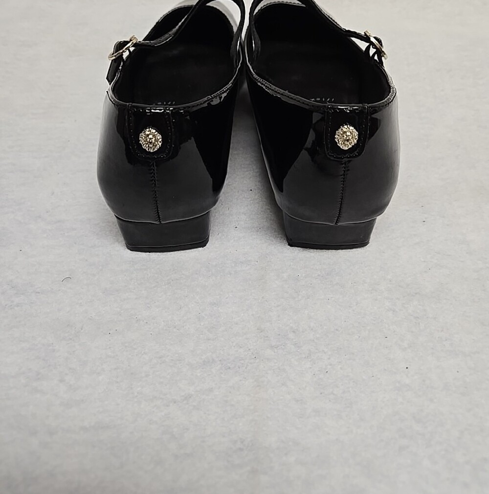 Anne Klein Black Patent Mary Jane Flats with Gold Buckle Womens Size 9 - Picture 4 of 8